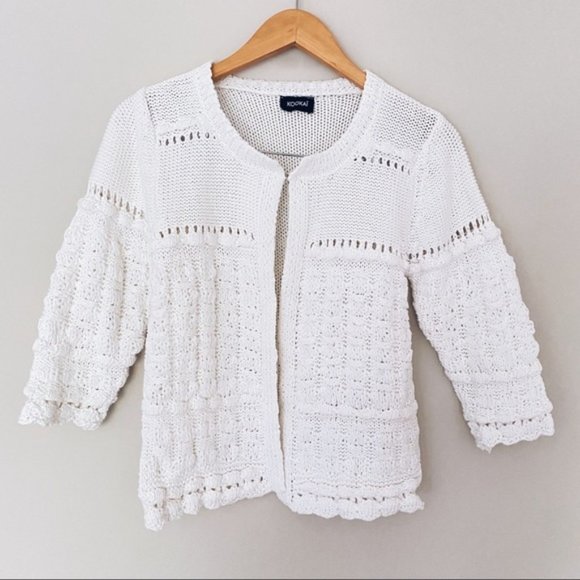Kookai Sweaters | Kookai White Cottagecore 34 Sleeve Knit Cardigan | Color: Cream/White | Size: S | 5econdhomeus's Closet